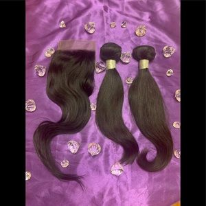 Straight 4X4 closure (14 in) & 2 straight bundles